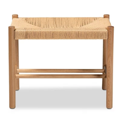 Saura Wood Hemp Accent Bench Oak Brown - Baxton Studio 3 Saura Wood Hemp Accent Bench Oak Brown - Baxton Studio - Image 3