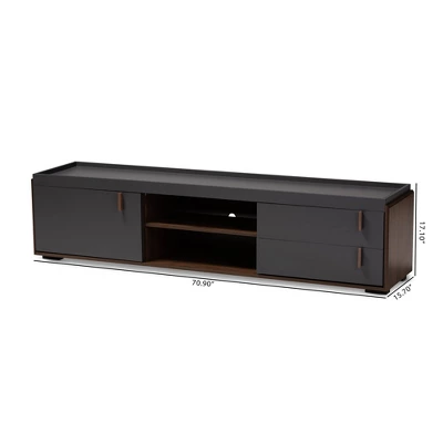 2 Drawer Rikke Two-Tone Wood TV Stand For TVs Up To 65" Gray - Baxton Studio 5 2 Drawer Rikke Two-Tone Wood TV Stand For TVs Up To 65" Gray - Baxton Studio - Image 5