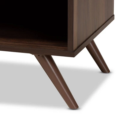 2 Door Naoki Two-Tone Wood TV Stand For TVs Up To 65" Gray/Walnut - Baxton Studio 5 2 Door Naoki Two-Tone Wood TV Stand For TVs Up To 65" Gray/Walnut - Baxton Studio - Image 5