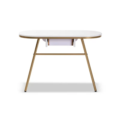 Mabel Metal Console Table With Faux Marble Tabletop Gold - Baxton Studio 4 Mabel Metal Console Table With Faux Marble Tabletop Gold - Baxton Studio - Image 4