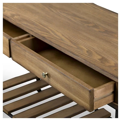 Newcastle Wood And Metal Console Table Criss-Cross - Baxton Studio 2 Newcastle Wood And Metal Console Table Criss-Cross - Baxton Studio - Image 2