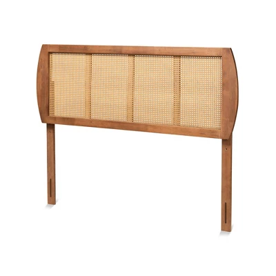 Harris Wood And Synthetic Rattan Headboard Walnut - Baxton Studio 4 Harris Wood And Synthetic Rattan Headboard Walnut - Baxton Studio - Image 4
