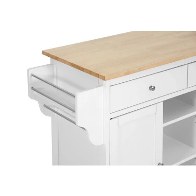 Meryland Modern Kitchen Island Cart White - Baxton Studio 2 Meryland Modern Kitchen Island Cart White - Baxton Studio - Image 2
