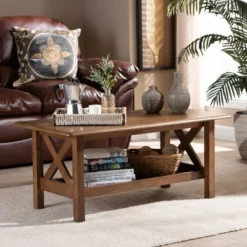 Reese Rectangular Wood Coffee Table Brown - Baxton Studio 10 Reese Rectangular Wood Coffee Table Brown - Baxton Studio -Baxton Studio GUEST fa7b01c1 85ce 4748 8f4f 38e4493d1765