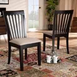 2pc Minette Fabric Upholstered Espresso Wood Dining Chair Set Sand/Dark Brown - Baxton Studio 10 2pc Minette Fabric Upholstered Espresso Wood Dining Chair Set Sand/Dark Brown - Baxton Studio -Baxton Studio GUEST fae18b7b 978b 46ea af09 739821f55374