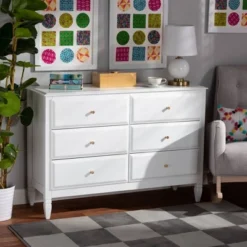 6 Drawer Naomi Wood Bedroom Dresser White/Gold - Baxton Studio 12 6 Drawer Naomi Wood Bedroom Dresser White/Gold - Baxton Studio -Baxton Studio GUEST fb8f37a1 07a8 4276 a8f3 99755122cba1