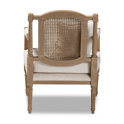 Clemence Upholstered Whitewashed Wood Accent Chair Ivory/Oak - Baxton Studio 1 Clemence Upholstered Whitewashed Wood Accent Chair Ivory/Oak - Baxton Studio