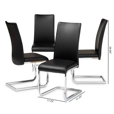 Set Of 4 Cyprien Modern And Contemporary Faux Leather Upholstered Dining Chairs - Baxton Studio 4 Set Of 4 Cyprien Modern And Contemporary Faux Leather Upholstered Dining Chairs - Baxton Studio - Image 4