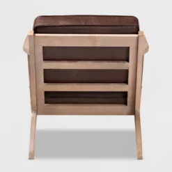 Sigrid Faux Leather Upholstered Wood Armchair Dark Brown/Antique Oak - Baxton Studio 9 Sigrid Faux Leather Upholstered Wood Armchair Dark Brown/Antique Oak - Baxton Studio -Baxton Studio GUEST fbf65c22 aa4d 4162 aea2 3a352785f78f