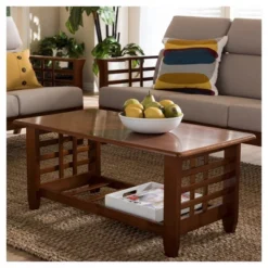 Larissa Modern Classic Mission Style Living Room Occasional Coffee Table - Cherry Brown - Baxton Studio 5 Larissa Modern Classic Mission Style Living Room Occasional Coffee Table - Cherry Brown - Baxton Studio -Baxton Studio GUEST fc076e47 9f10 4d51 85bd 31dd76e4b6ef