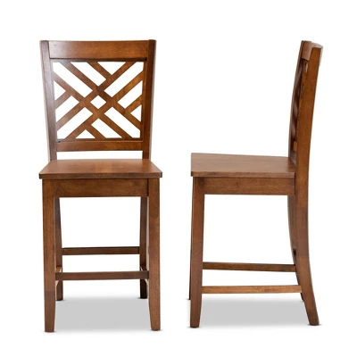 2pc Caron Wood Counter Stool Set - Baxton Studio 2 2pc Caron Wood Counter Stool Set - Baxton Studio - Image 2