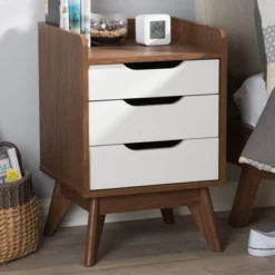 Brighton Mid - Century Modern Wood 3 - Drawer Storage Nightstand - Brown - Baxton Studio 11 Brighton Mid - Century Modern Wood 3 - Drawer Storage Nightstand - Brown - Baxton Studio -Baxton Studio GUEST fccf897a d2c9 4822 a07e d86a091f606c