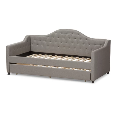 Twin Perry Modern And Contemporary Fabric Daybed With Trundle Light Gray - Baxton Studio 3 Twin Perry Modern And Contemporary Fabric Daybed With Trundle Light Gray - Baxton Studio - Image 3