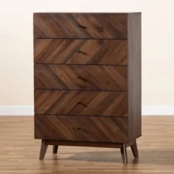 Hartman Wood 5 Drawer Storage Chest Walnut Brown - Baxton Studio -Baxton Studio GUEST fd863f94 e770 455c ba2f aa6a598f876e
