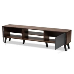 Clapton Multi Toned Wood TV Stand For TVs Up To 75" Gray/Brown - Baxton Studio