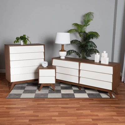 3pc Hildon Two-Tone Wood Storage Set White/Walnut Brown - Baxton Studio 1 3pc Hildon Two-Tone Wood Storage Set White/Walnut Brown - Baxton Studio
