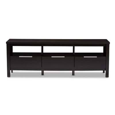 Elaine Modern And Contemporary Finished TV Stand For TVs Up To 60" Dark Brown - Baxton Studio 2 Elaine Modern And Contemporary Finished TV Stand For TVs Up To 60" Dark Brown - Baxton Studio - Image 2