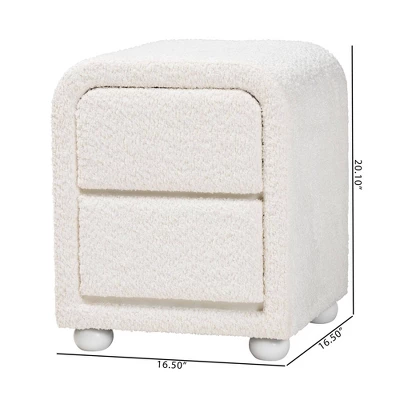 Baxton Studio Bonilla Teddy Bear Fabric And Rubberwood 2 Drawer Nightstand White: Polyester, MDF, Modern Design 8 Baxton Studio Bonilla Teddy Bear Fabric And Rubberwood 2 Drawer Nightstand White: Polyester, MDF, Modern Design - Image 8