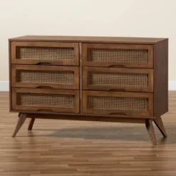 Barrett Wood And Synthetic Rattan 6 Drawer Dresser Walnut Brown - Baxton Studio 17 Barrett Wood And Synthetic Rattan 6 Drawer Dresser Walnut Brown - Baxton Studio -Baxton Studio GUEST fe7b73cc 5fd7 4aec 9d62 90a1c209c614