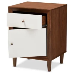 Harlow Mid-Century Modern Scandinavian Style Wood 1-Drawer And 1-Door Nightstand - White And Walnut - Baxton Studio 5 Harlow Mid-Century Modern Scandinavian Style Wood 1-Drawer And 1-Door Nightstand - White And Walnut - Baxton Studio -Baxton Studio GUEST fea2be56 11b8 4489 b93b 07ecc53e6266