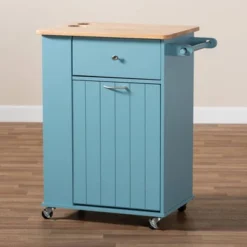 Liona Sky Wood Kitchen Storage Cart Blue/Natural - Baxton Studio -Baxton Studio GUEST fec97e39 44a6 4b75 a05f 40c6190e3e0d