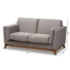 Baxton Studio Sava Fabric Upholstered Walnut Wood 2 Seater Loveseat Gray - BaxtonStudio -Baxton Studio GUEST ff870430 ad74 4b2c a692 32807db9ba69